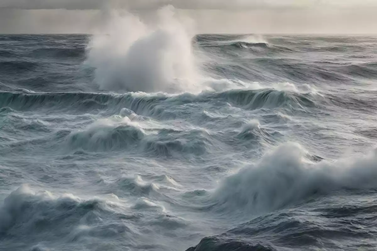 Una imagen creada con IA de un océano con agua hirviendo
