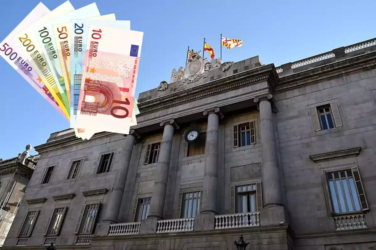 El Ayuntamiento de Barcelona en un fotomontaje con euros
