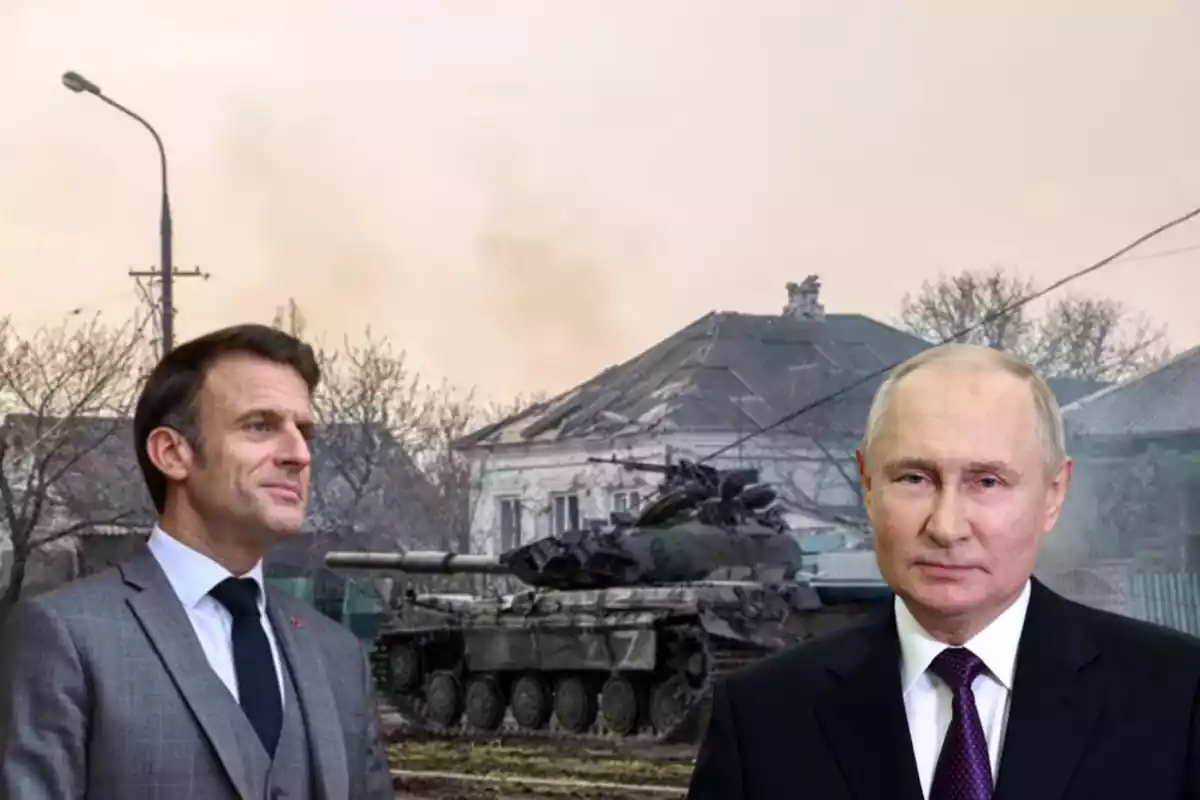 Macron y Putin, en un montaje