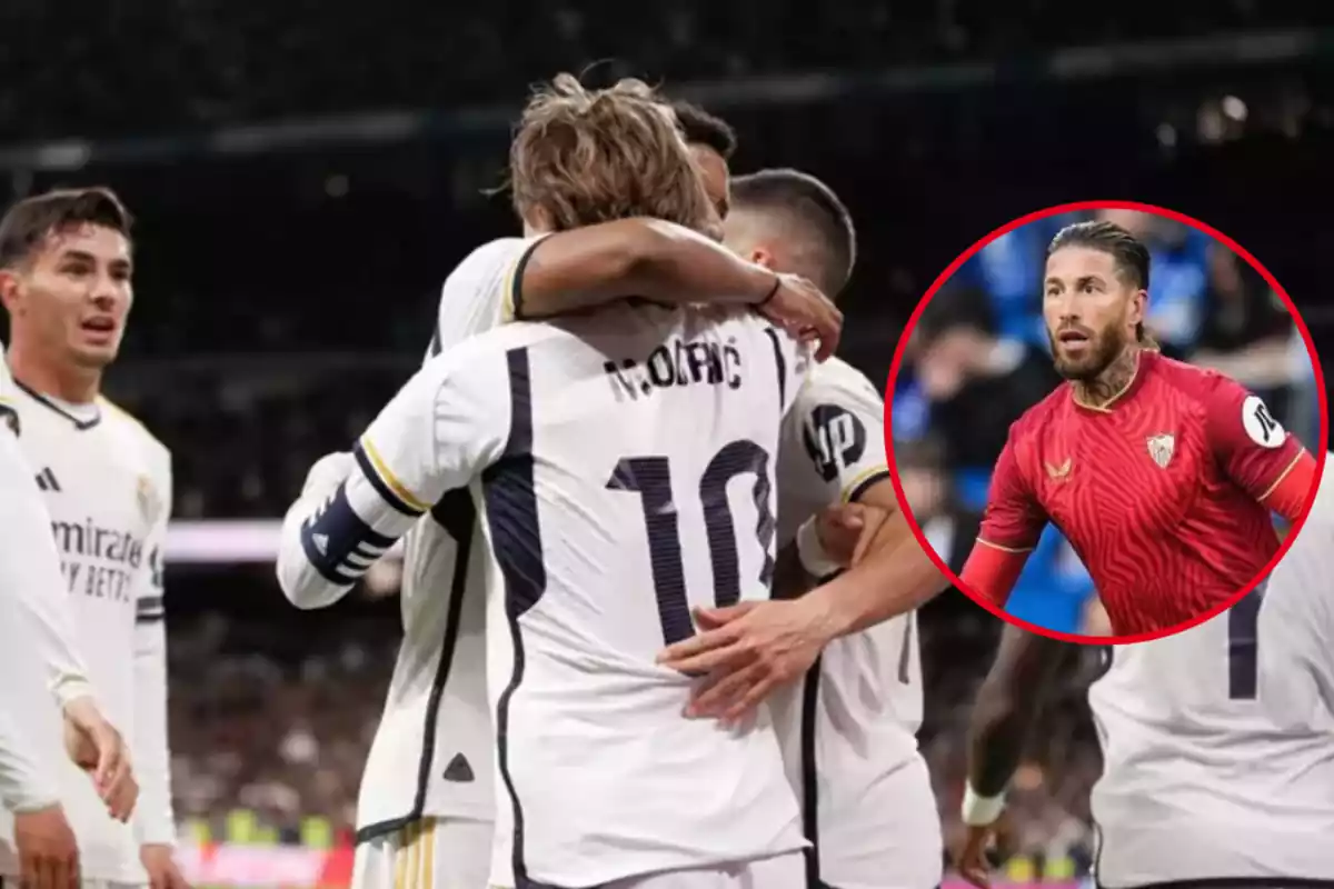 Los madridistas felicitan a Modric tras su gol
