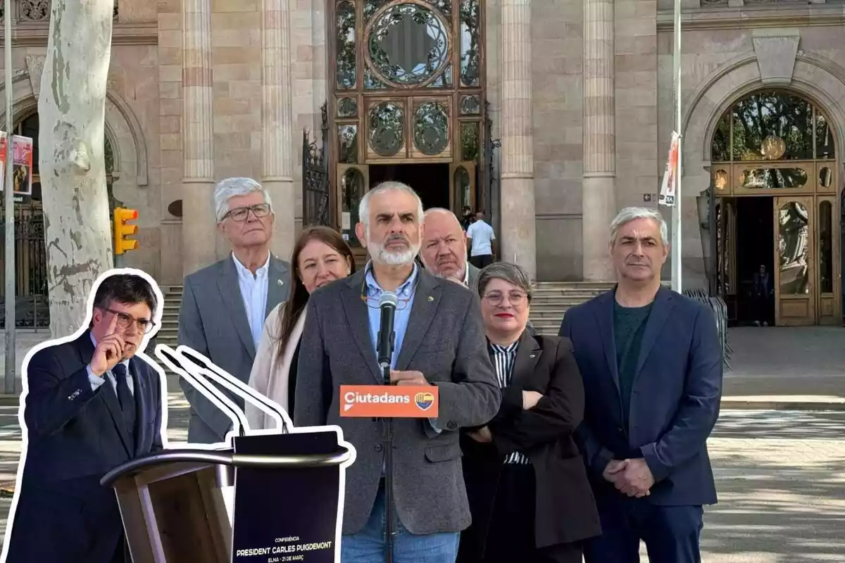 Ciudadanos y una imagen de Puigdemont