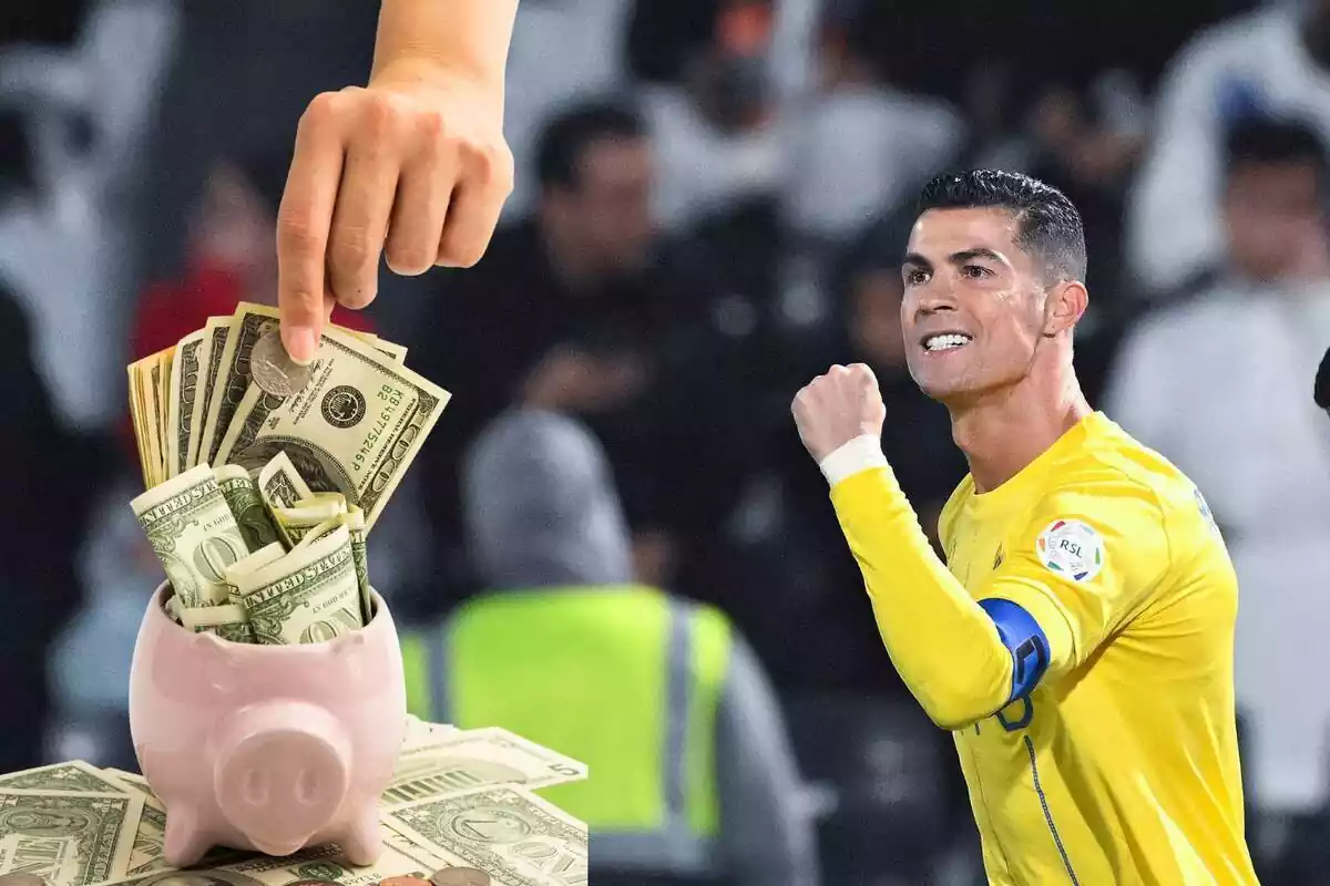 Cristiano Ronaldo y una imagen de dinero