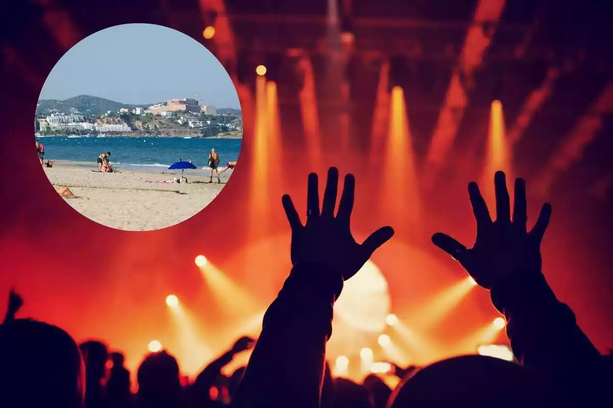 Discoteca con una imagen de Ibiza