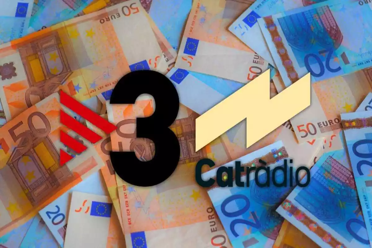 Montaje de TV3 y Catalunya Radio con dinero de fondo
