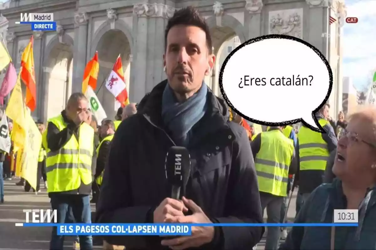 Señora increpando al reportero en Madrid