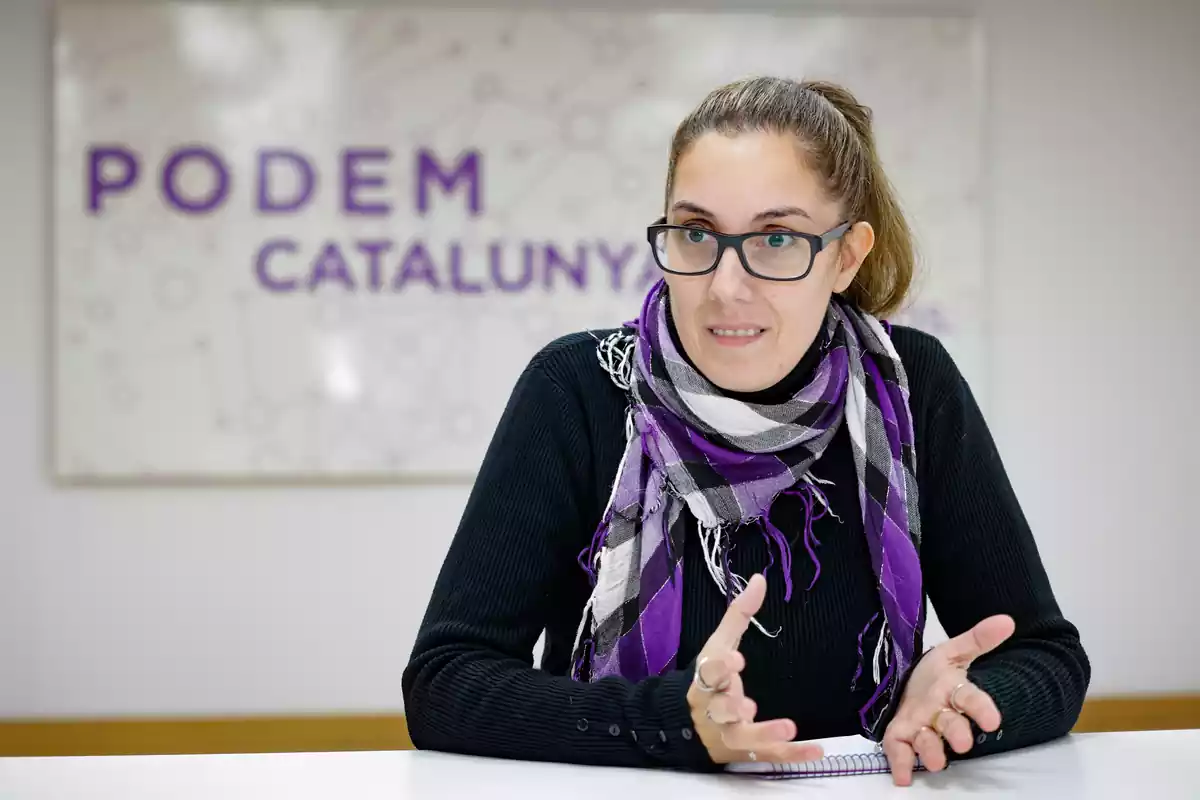 La coordinadora de Podem Catalunya, Conchi Abellán, durante una entrevista para Europa Press
