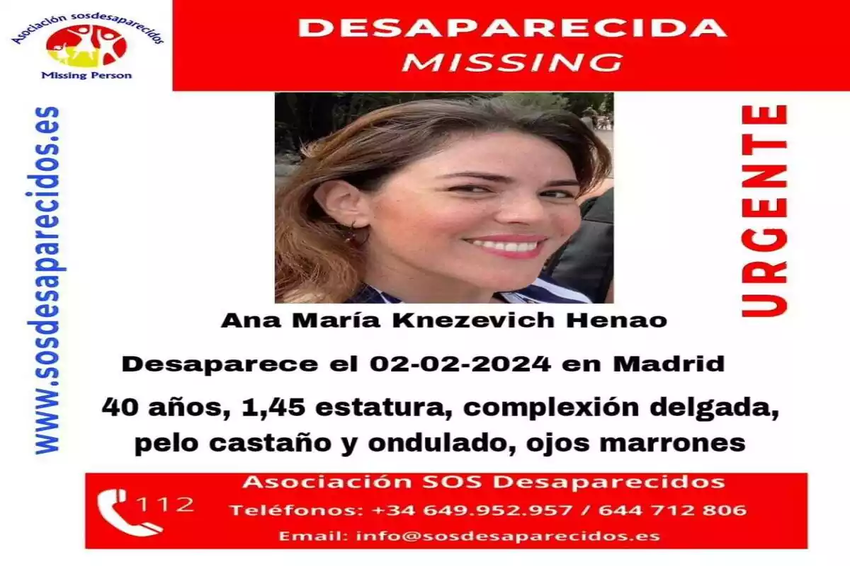 Cartel de desaparición de Ana María Knezevich Henao