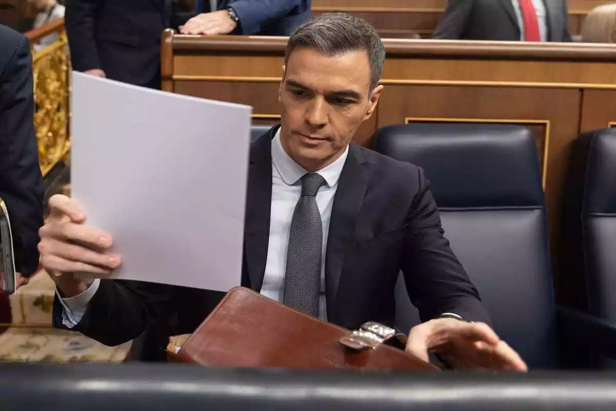 Pedro Sánchez revisa unos documentos