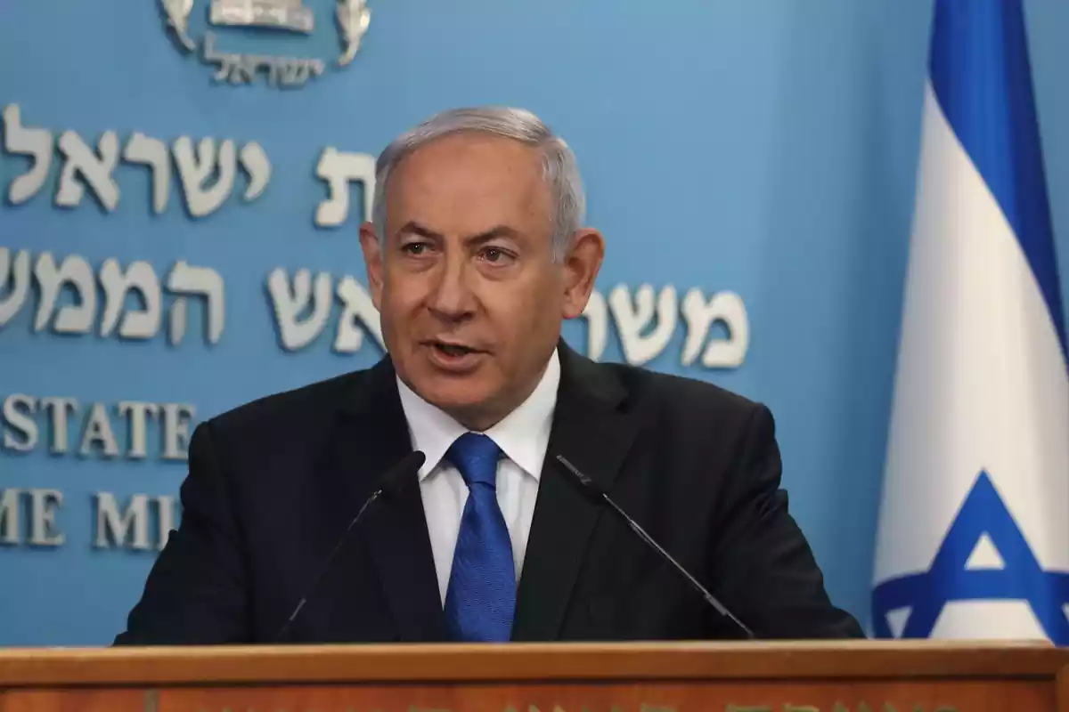 El primer Ministro israelí Benjamin Netanyahu pronuncia un discurso en una conferencia de prensa en Jerusalén