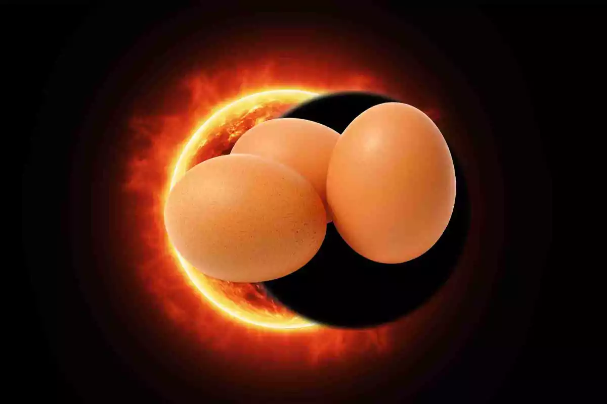 Huevos sobre un ecilpse solar