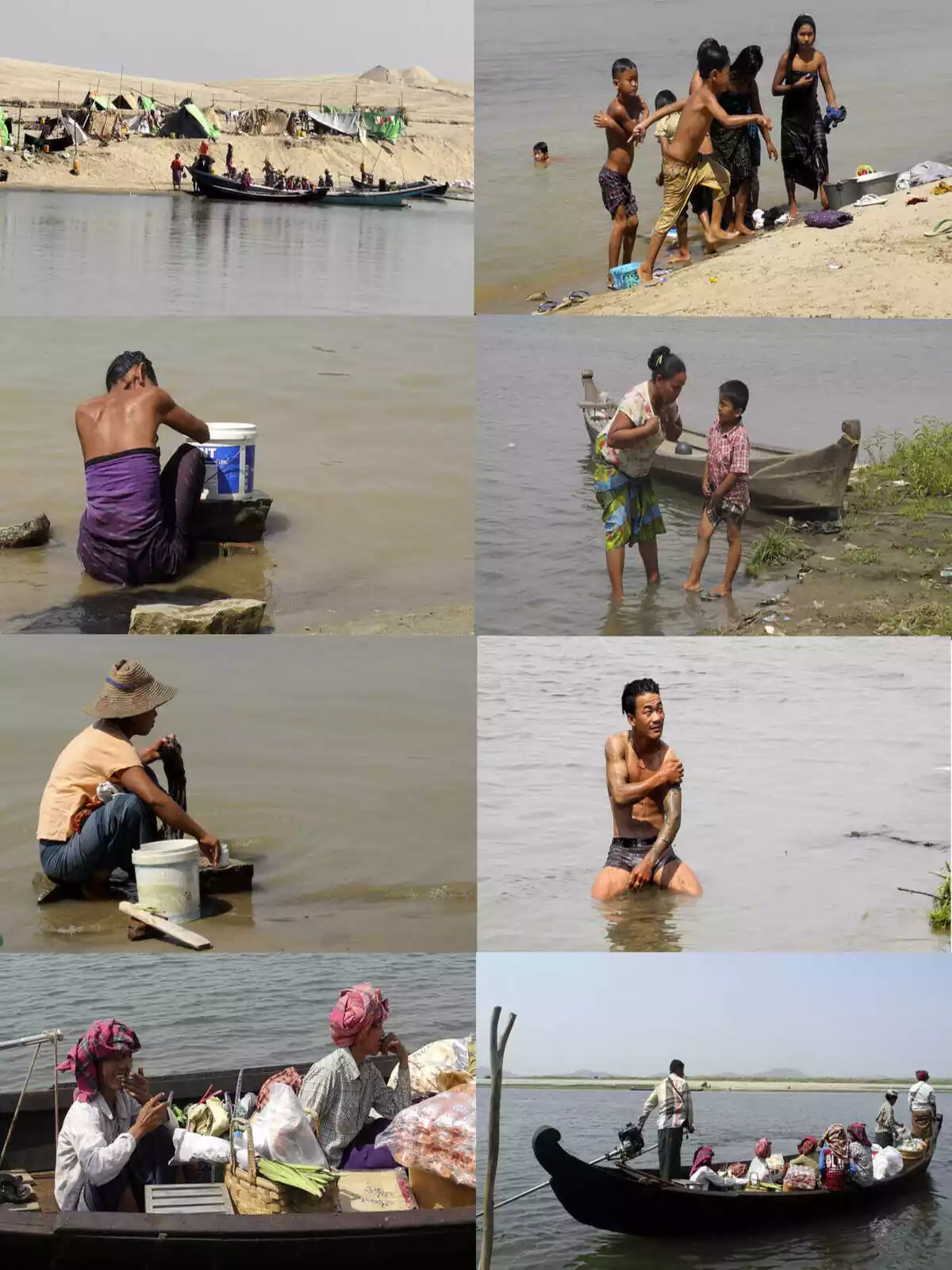 Niños bañándose en Myanmar