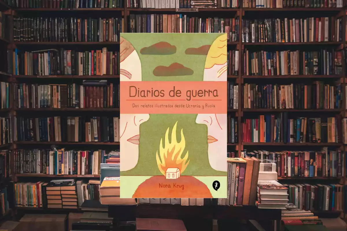 Una biblioteca con el libro 'Diarios de Guerra' de Nora Krug