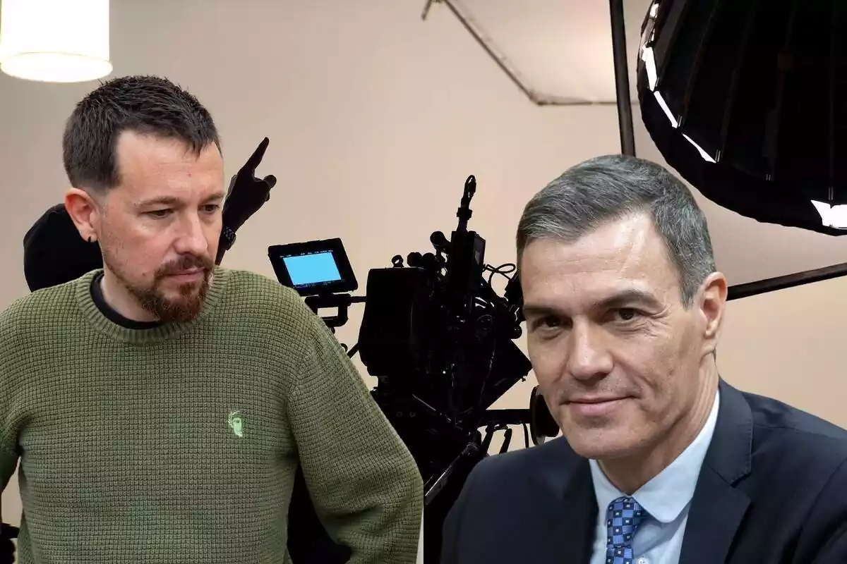Pablo Iglesias y Pedro Sánchez en un plató de televisión