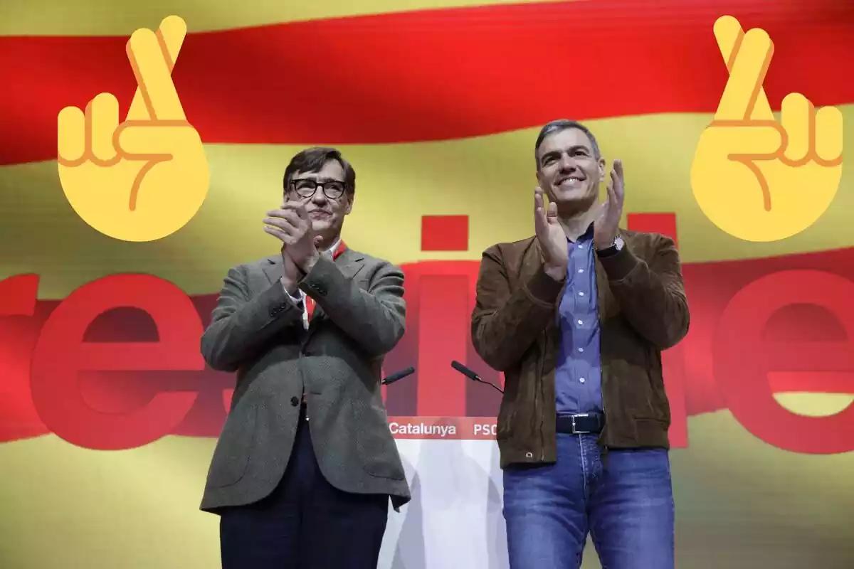 Pedro Sánchez y Salvador Illa con los dedos cruzados