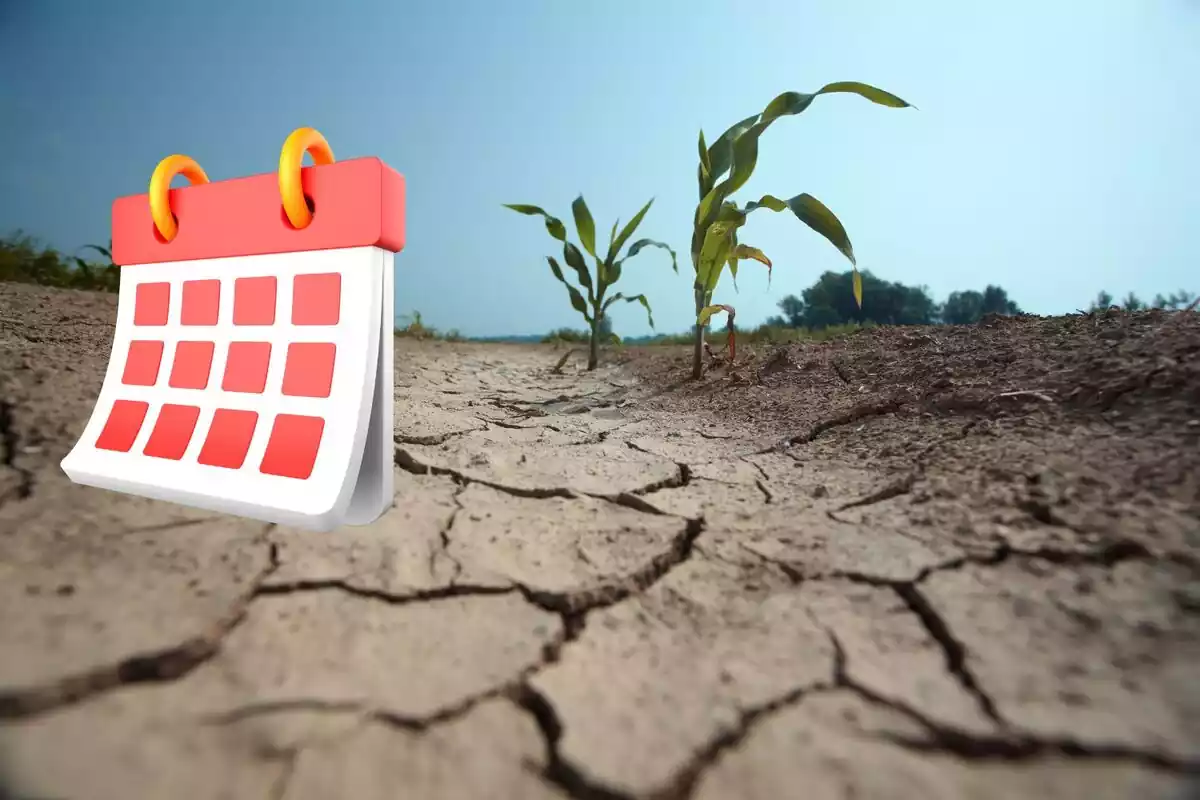 Sequía con una imagen de un calendario