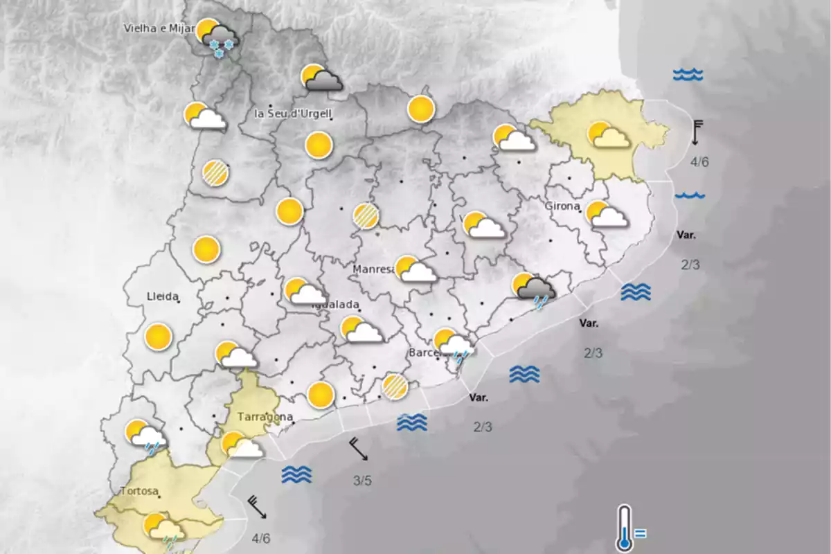 Mapa del tiempo en Catalunya para el viernes 1 de marzo de 2024