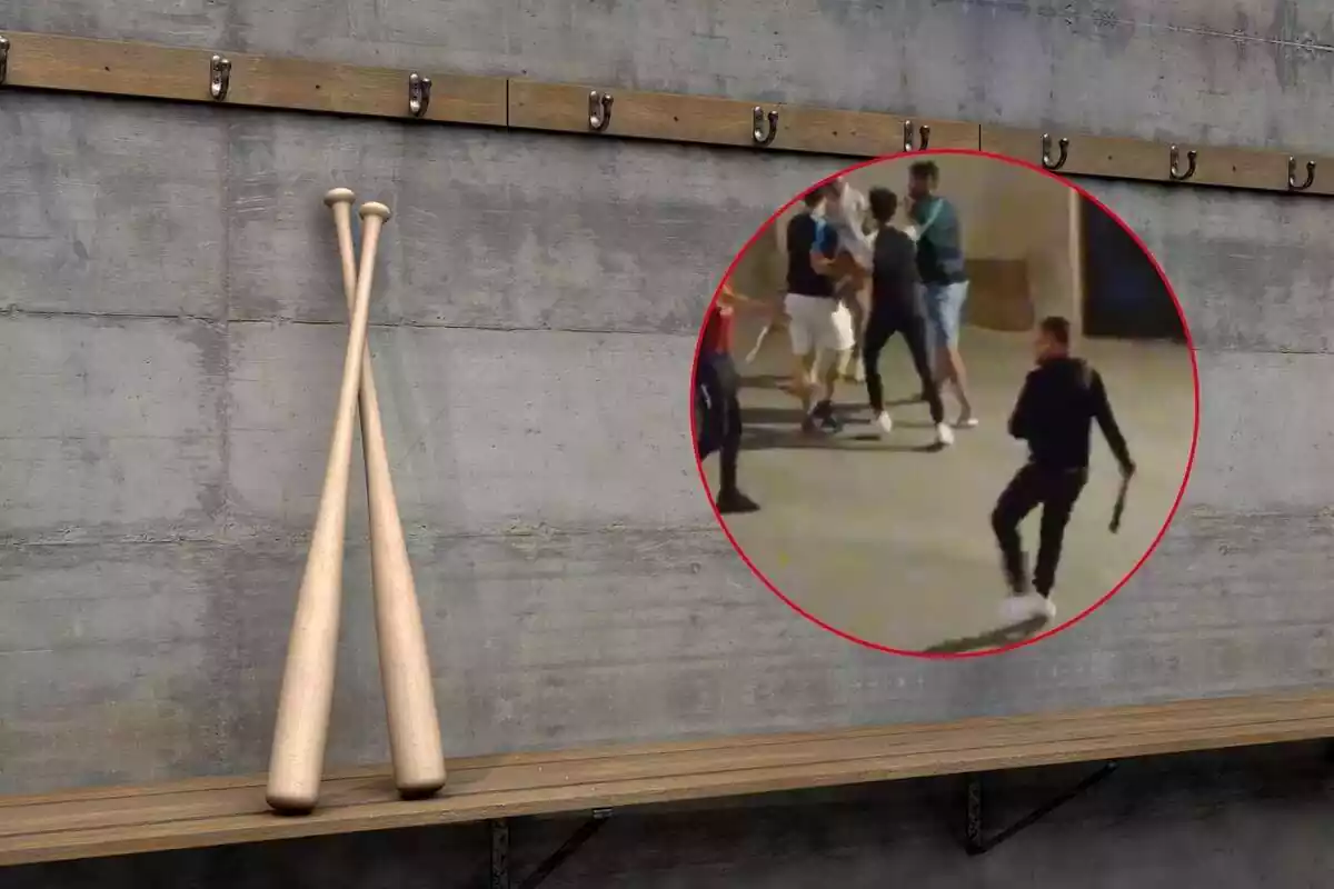 Bate de béisbol con imagen de una pelea en Tortosa